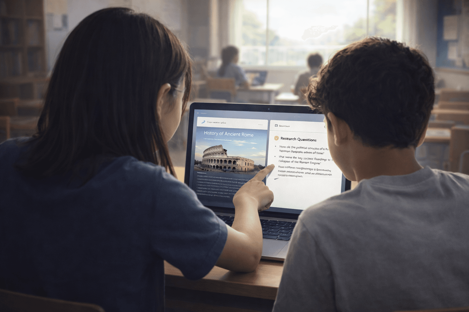 Stillwell on a laptop in a classroom